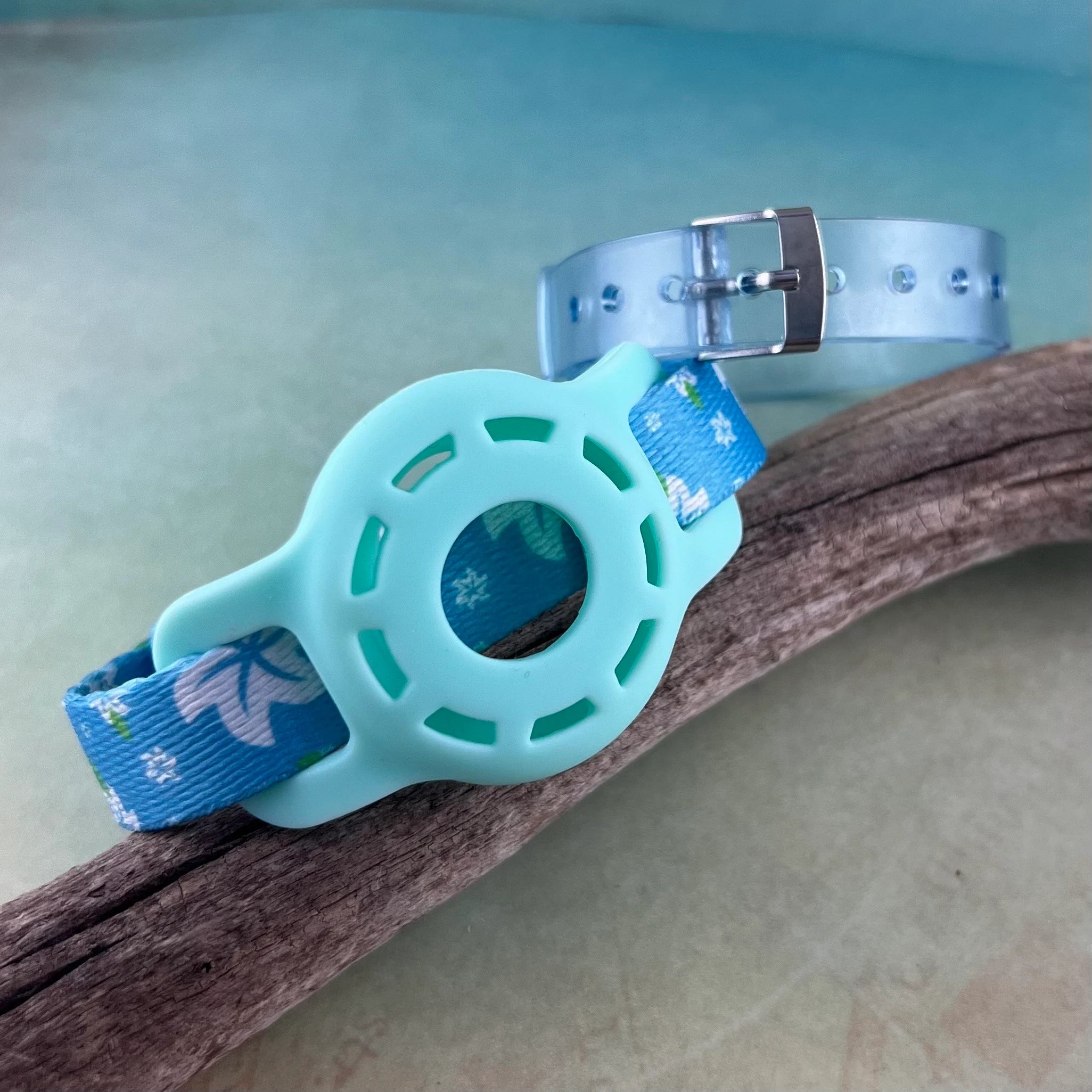 Soft flex bracelets-Kids AirTag Bracelet ~ Hawaiian Flowers