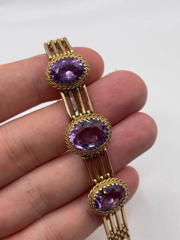 Pastel bead bangles-Antique edwardian 9ct gold amethyst bracelet