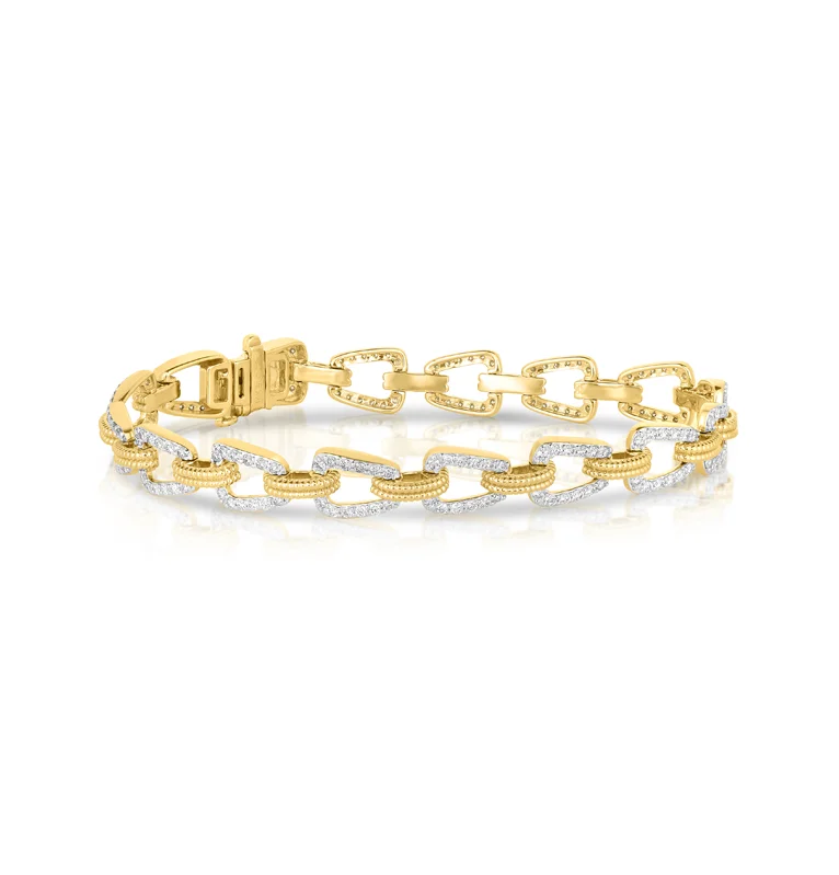 Opulent stone bracelets-Sabel Collection Yellow Gold Beaded and Diamond Link Bracelet