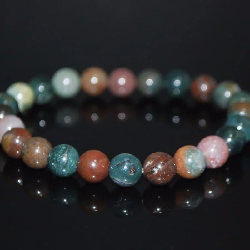 Kelp theme bracelets-Natural Indian Agate Gemstone Unisex / Men's Bracelets