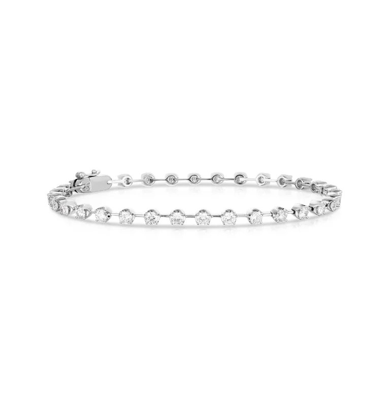 Circle link bracelets-Sabel Collection White Gold Petite Bar Diamond Tennis Bracelet