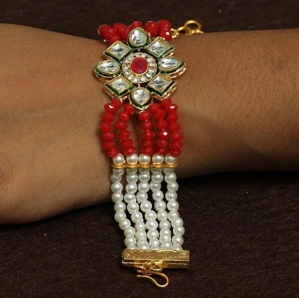 Ripple shape bracelets-Kundan Work Acrylic Crystal Beads Bracelet