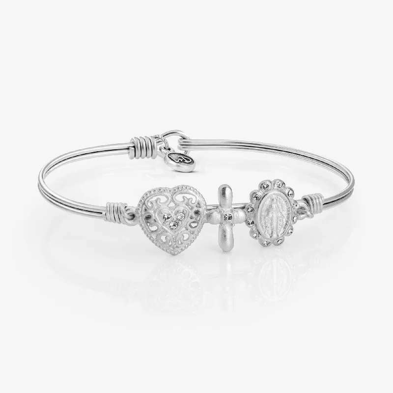 Pentagon gem bracelets-Love, Faith, & Miracles Bangle Bracelet