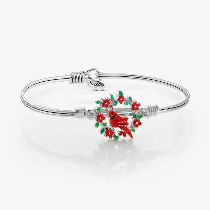 Bead row bangles-Holiday Remembrace Cardinal Wreath Bangle Bracelet