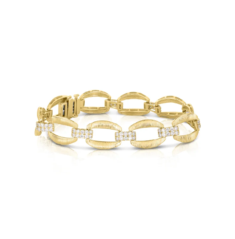 Flowing art bracelets-Sabel Collection Yellow Gold Link Diamond Bracelet