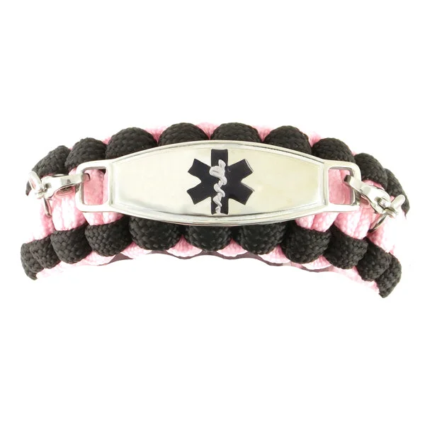 Thai tile bracelets-Emergency Paracord Bracelet with Whistle Glow Pink