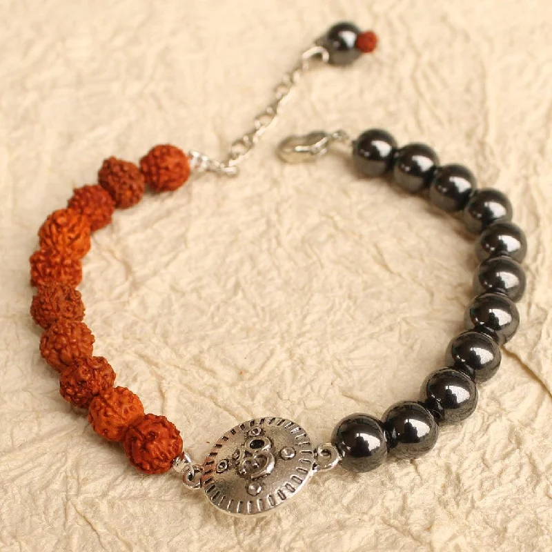 Strand wrap bracelets-Om Rudraksha Mens Bracelet