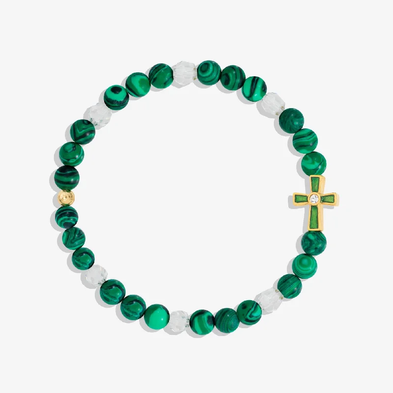 Tiered chain bracelets-He Is Risen Malachite Stretch Bracelet