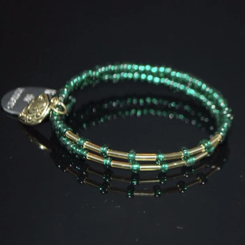 Timeless cameo bracelets-Emerald Gold Ascent Memory Wire Bracelets