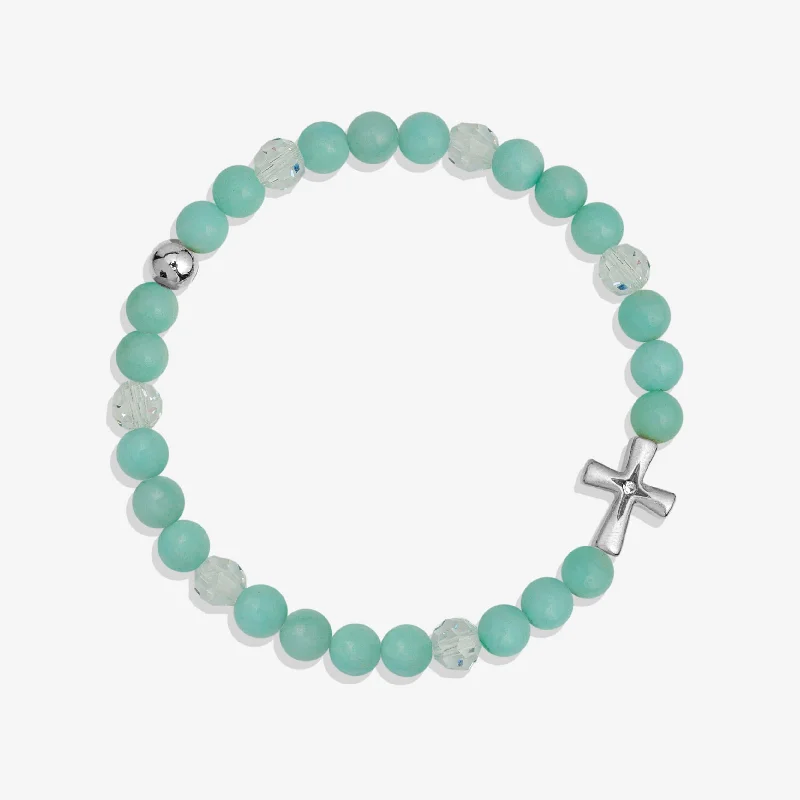 Kelp theme bracelets-He Is Risen Amazonite Stretch Bracelet