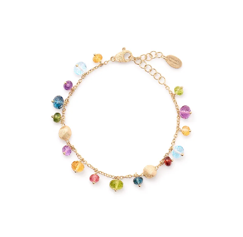 Branch carved bracelets-Marco Bicego Africa Yellow Gold Roundel and Mixed Gemstone Bracelet