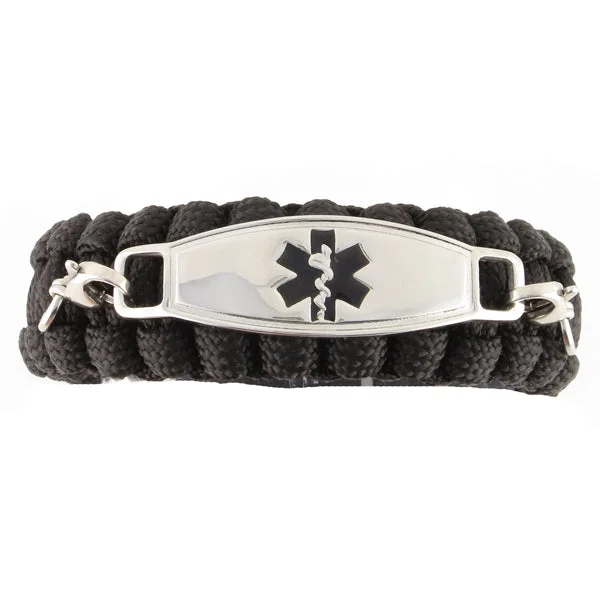 Ripple shape bangles-Emergency Paracord Bracelet with Whistle Black