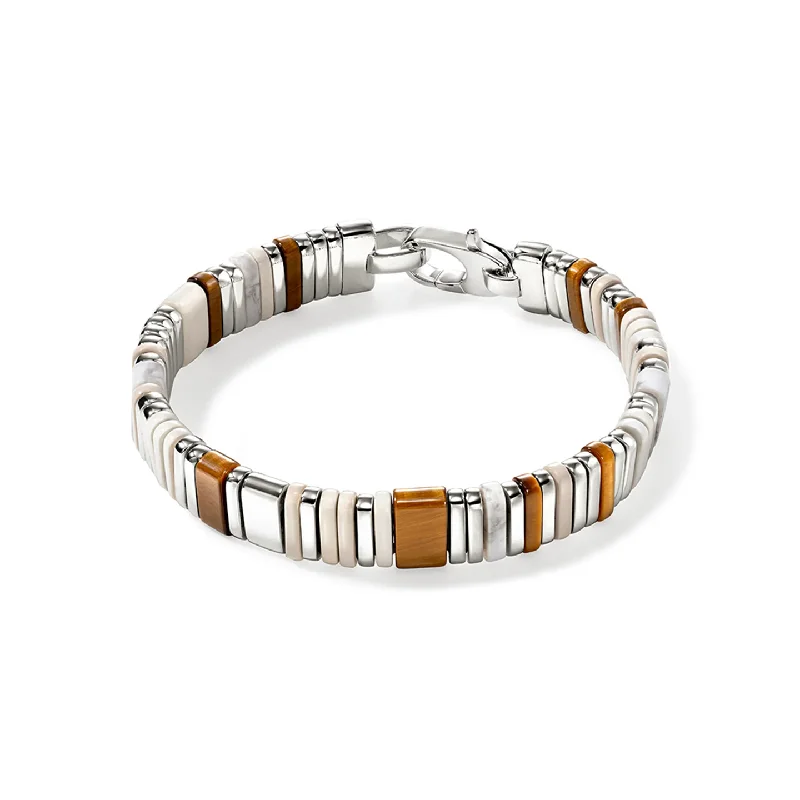 Kelp theme bracelets-John Hardy Colorblock Sterling Silver Brown Tiger Eye and Howlite Bracelet