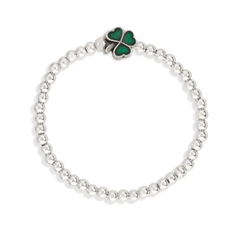 Solid cuff bangles-Lucky Shamrock Stretch Bracelet