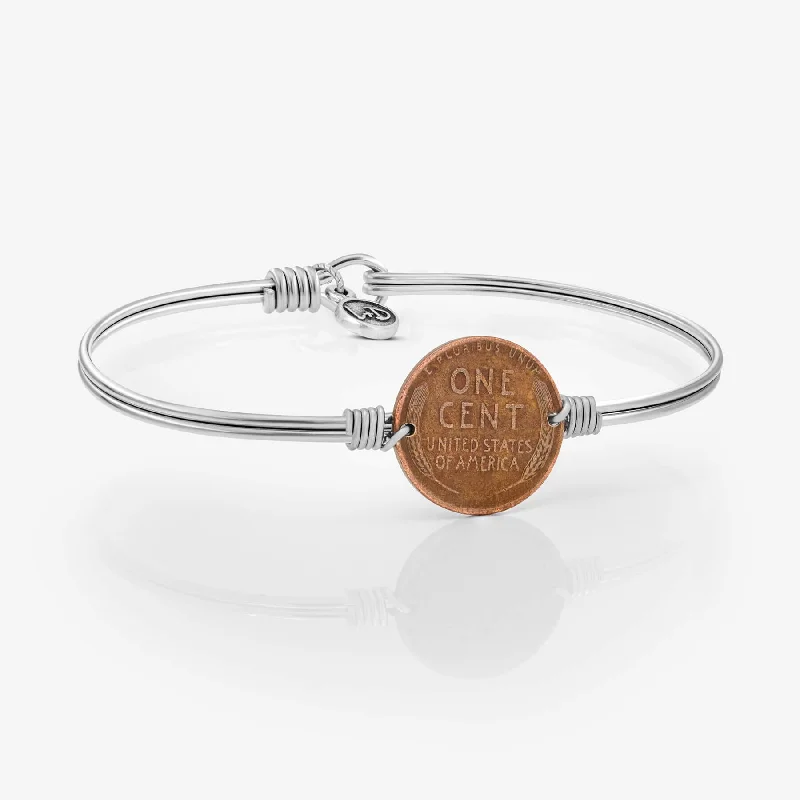 Raised cuff bracelets-Lucky Penny Bangle Bracelet