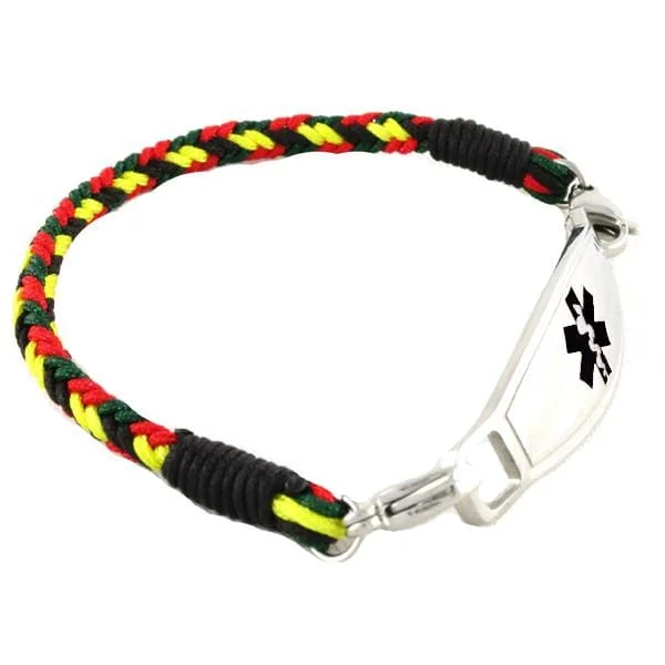 Baroque style bangles-Rasta Braided Medical ID Bracelet