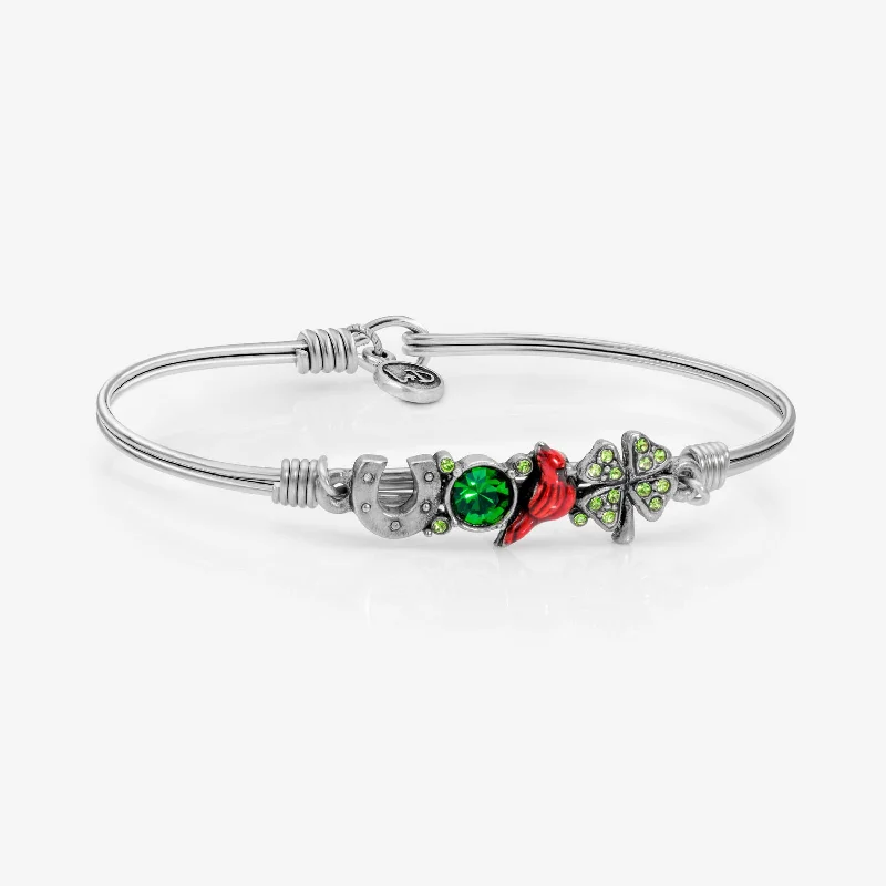 Flowing art bracelets-Lucky Cardinal Medley Bangle Bracelet