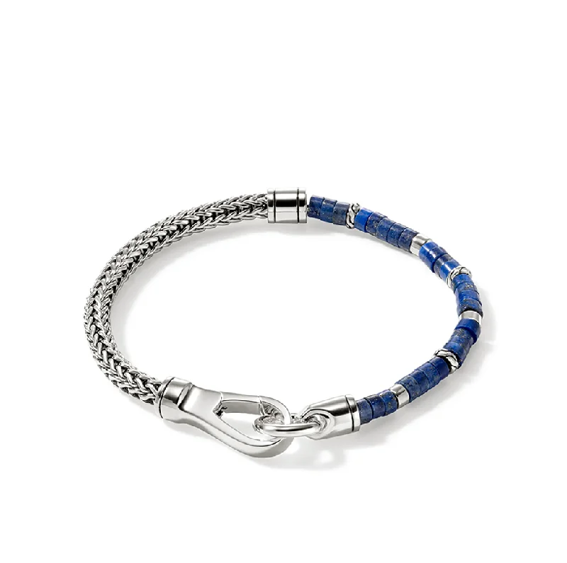 Petite wing bangles-John Hardy Heishi Sterling Silver Chain Bracelet with Lapis Lazuli Beads