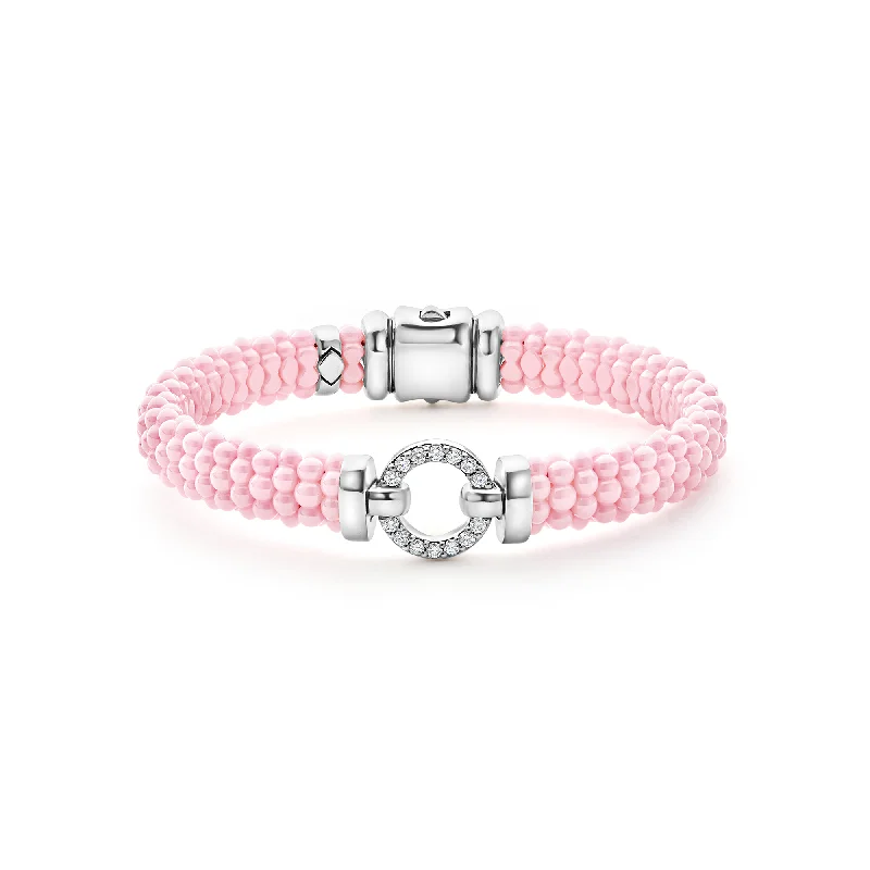 Gem heap bracelets-LAGOS Pink Caviar Pink Ceramic Diamond Circle Bracelet