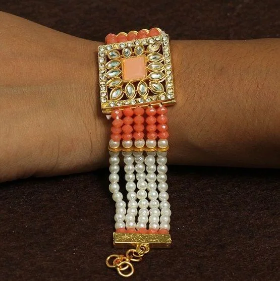 Delicate accent bracelets-Kundan Work Acrylic Crystal Beads Bracelet