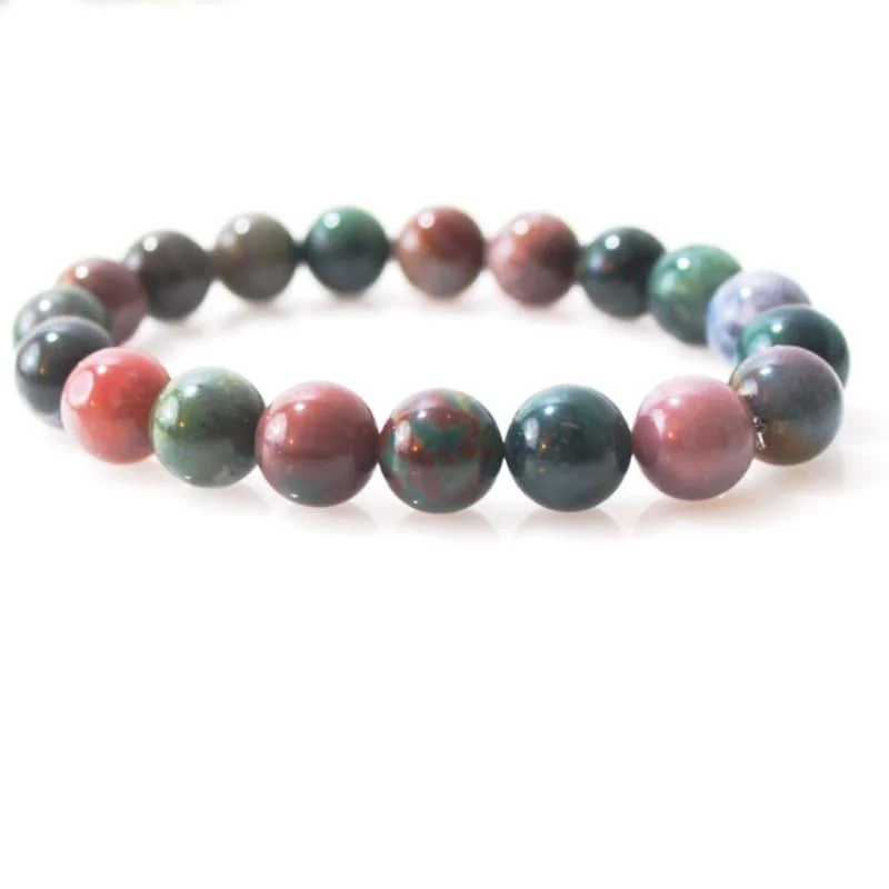 Sparkling diamond bracelets-Indian Agate Multicolor Beaded Men's /Unisex Bracelets