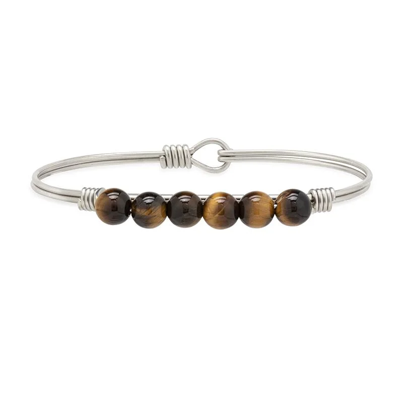 Delicate accent bracelets-Tigers Eye Energy Stone Bangle Bracelet for Focus