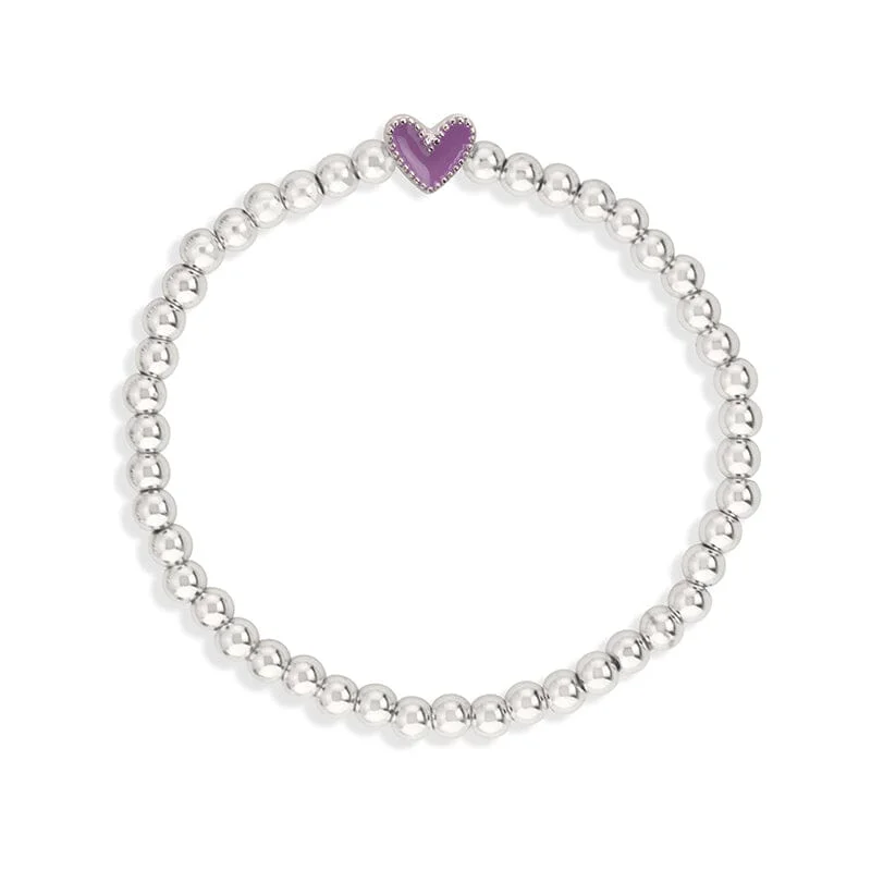 Alloy blend bracelets-Heart Stretch Bracelet in Purple