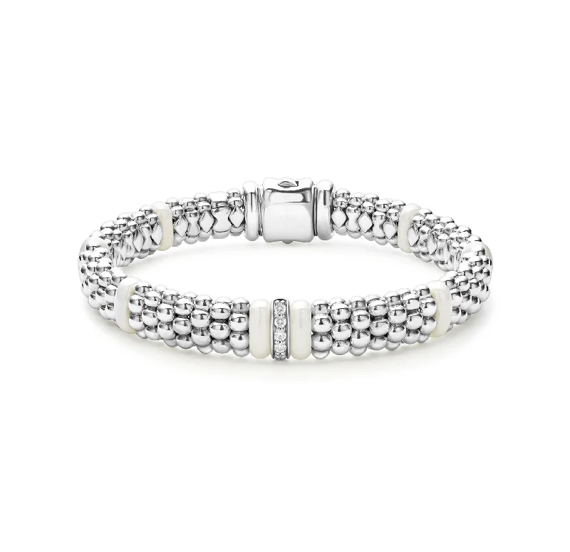 Crisp link bracelets-LAGOS White Caviar Single Station Diamond Caviar Bracelet