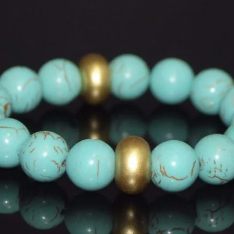 Fluid form bracelets-Gold Toned Acent Turquoise Bracelets