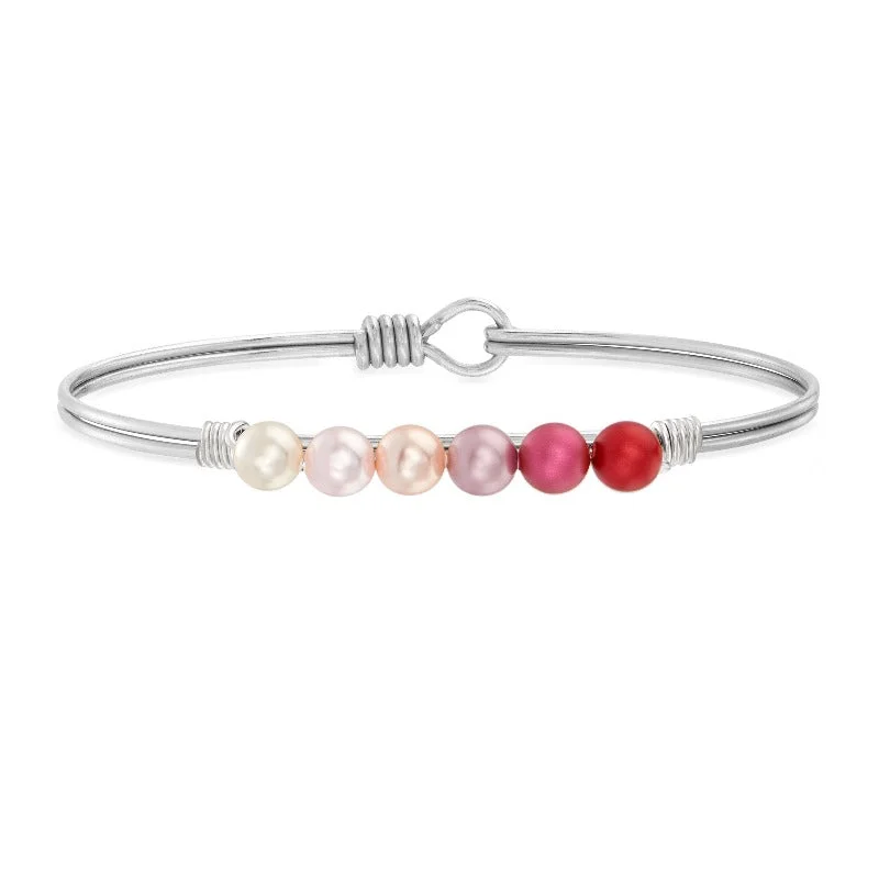 Kelp bead bangles-Scarlet Ombre Crystal Pearl Bangle Bracelet