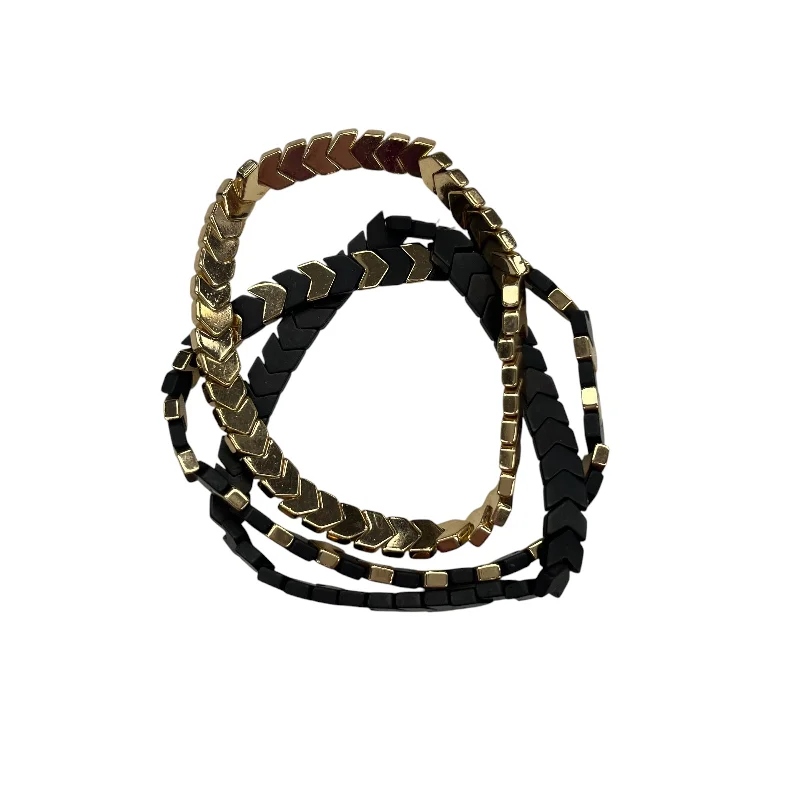 Dark wood bracelets-Bracelet Set By Clothes Mentor In Black & Gold, Size:03 Piece Set