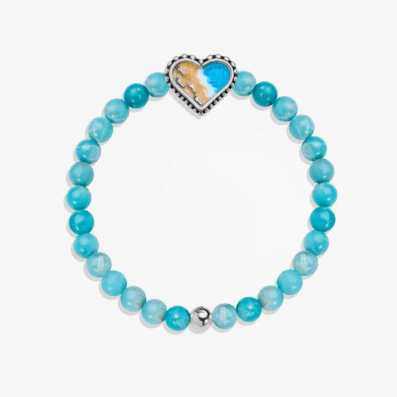 Crisp link bracelets-Footprints in the Sand Larimar Stretch Bracelet