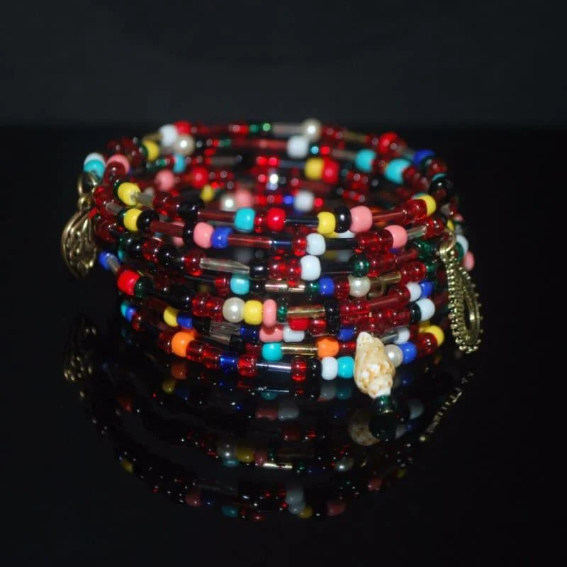 Tiered chain bracelets-Mixed Colors Seed Bead Memory Wire bracelets