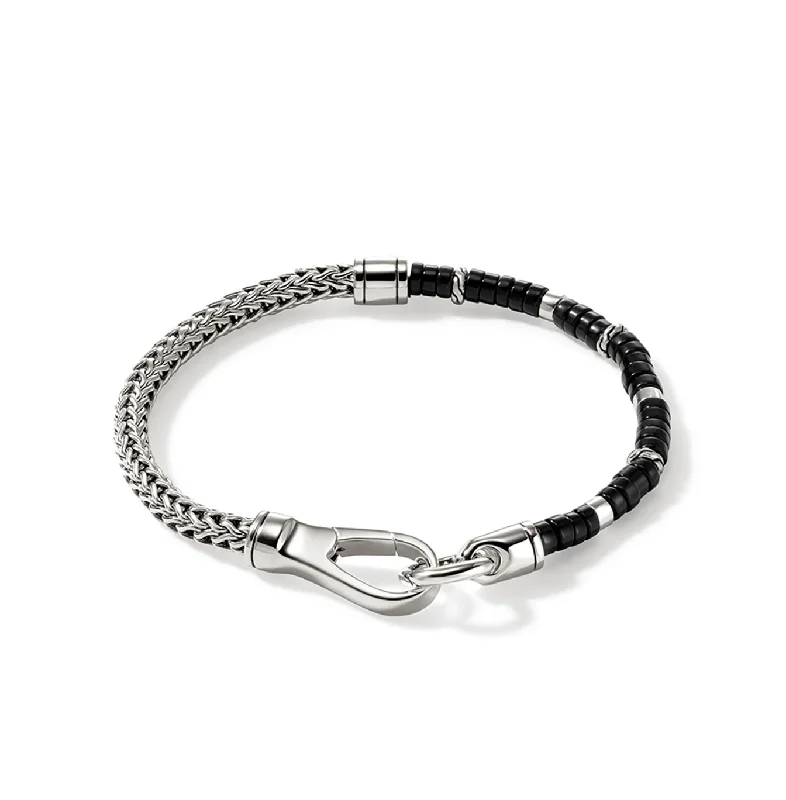 Clustered gem bracelets-John Hardy Heishi Sterling Silver Black Onyx Bead Bracelet