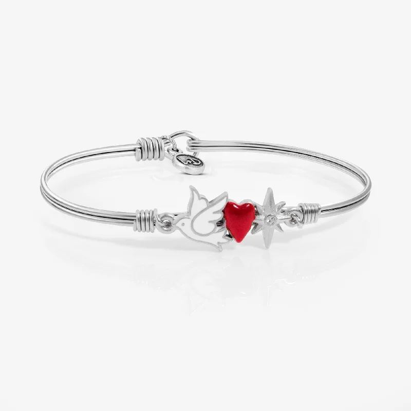 Solid geometric bangles-Peace, Love & Light Red Heart Bangle Bracelet