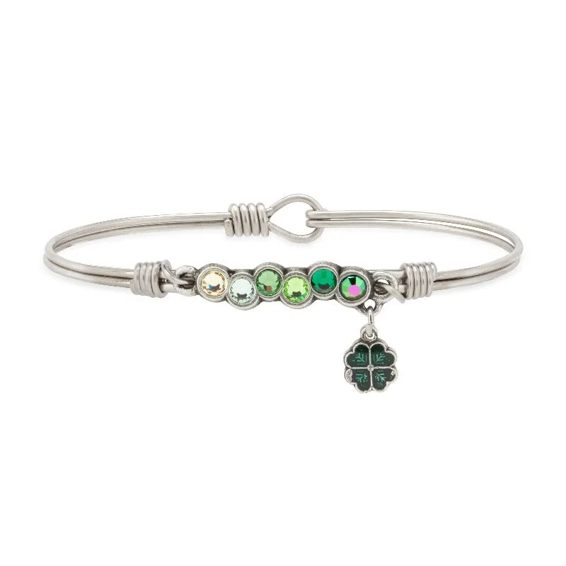 Solid stone bangles-Lucky Clover Starlight Bangle Bracelet in Irish Ombre