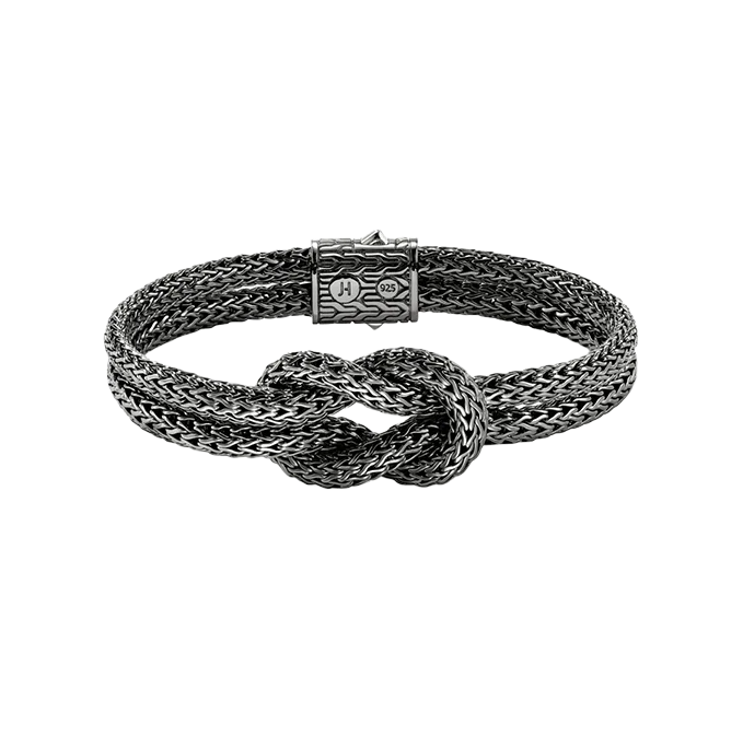 Zircon stone bangles-John Hardy Love Knot Black Rhodium Double Row Bracelet, 5mm