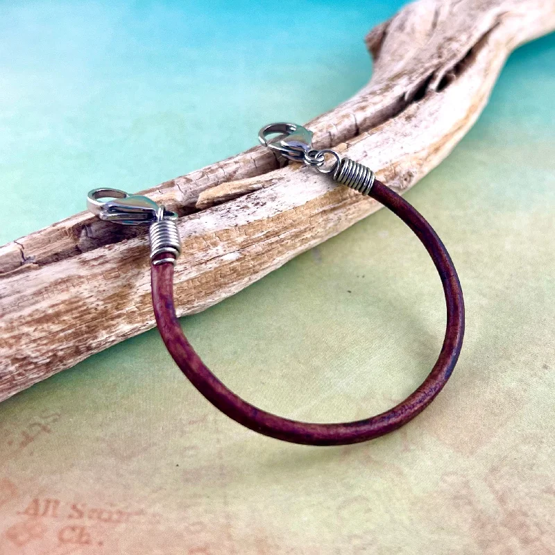 Iolite bead bracelets-Replacement Medical Alert Bracelet - Distressed Brown Leather