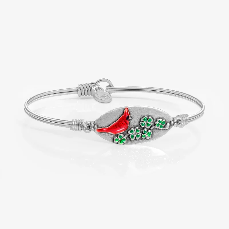 Crisp modern bracelets-Lucky Cardinal Bangle Bracelet