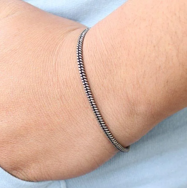 Solid geometric bangles-German Silver Smooth Textured Bracelet