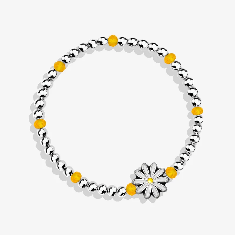 Ripple shape bangles-White Daisy Stretch Bracelet