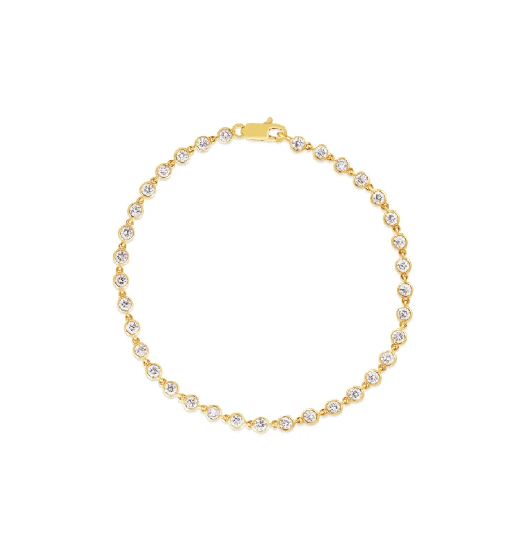 Branch carved bracelets-Sabel Collection Yellow Gold Bezel Set Diamond Bracelet