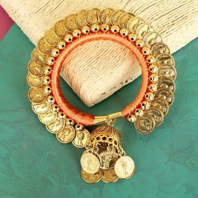 Stranded tribal bangles-Suvali Silk Thread Coin Bracelet