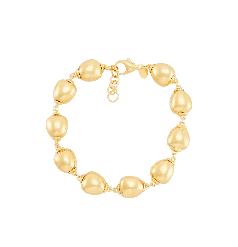 Orchid motif bangles-Sabel Collection Yellow Gold Oval Bead Station Bracelet