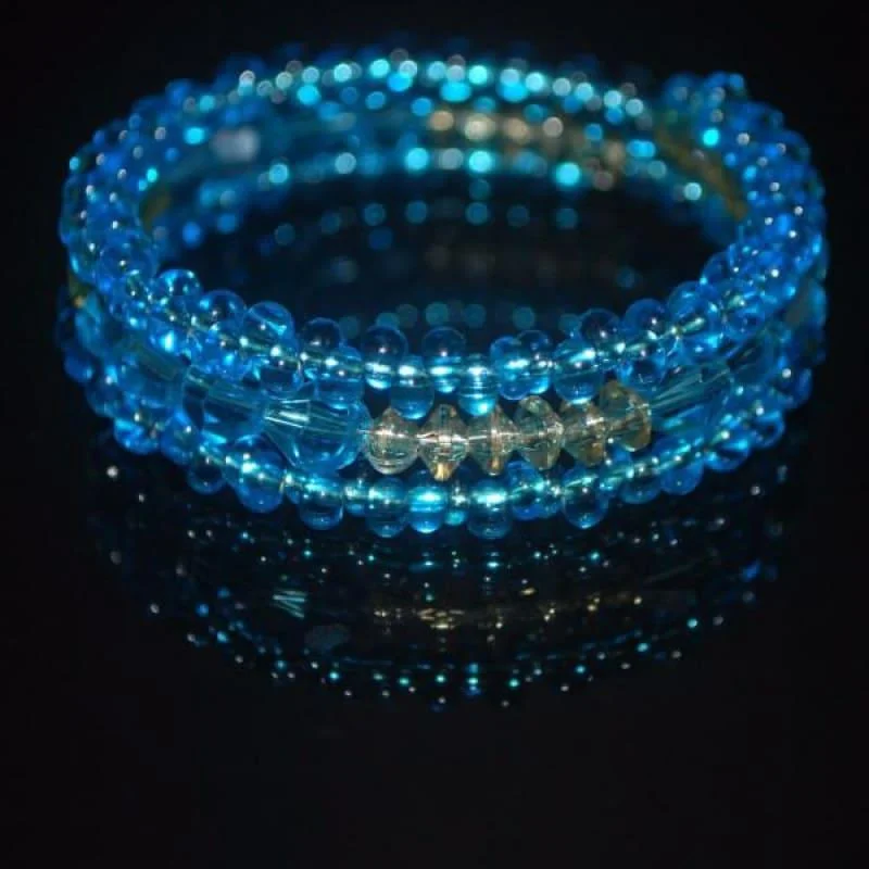 Lunar theme bracelets-Ocean Blue Crystal and Czech Beads Bracelets