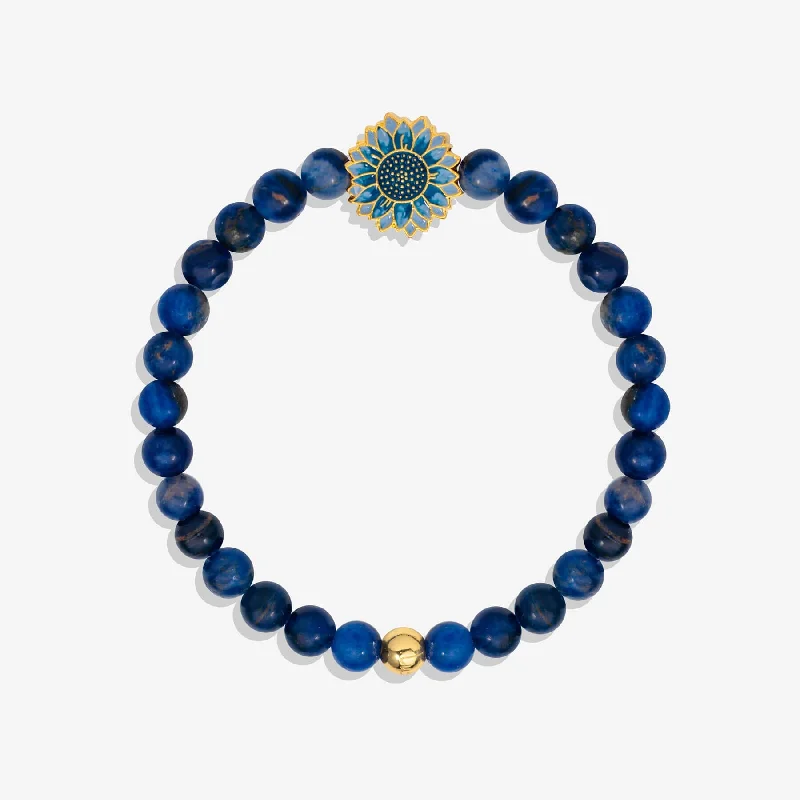 Tide pattern bracelets-Denim Sunflower Sodalite Stretch Bracelet