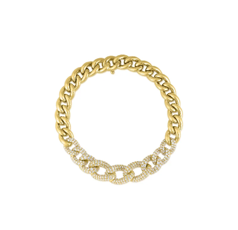 Pentagon gem bracelets-Sabel Collection Yellow Gold Diamond Graduated Link Bracelet